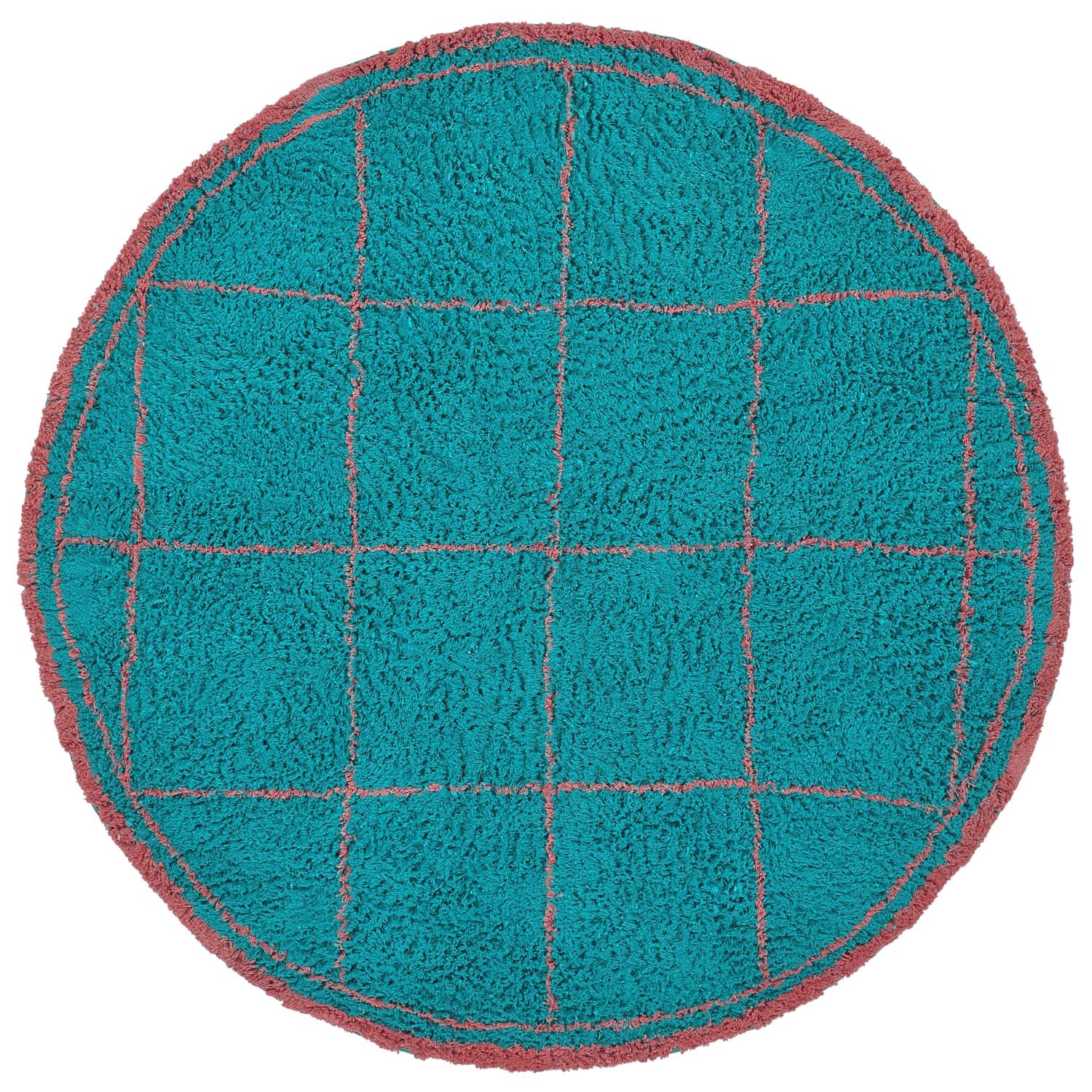 Rundt teppe - Lana Natural Cotton Shaggy (turkis/rosa) (Størrelse: Ø 240 cm)