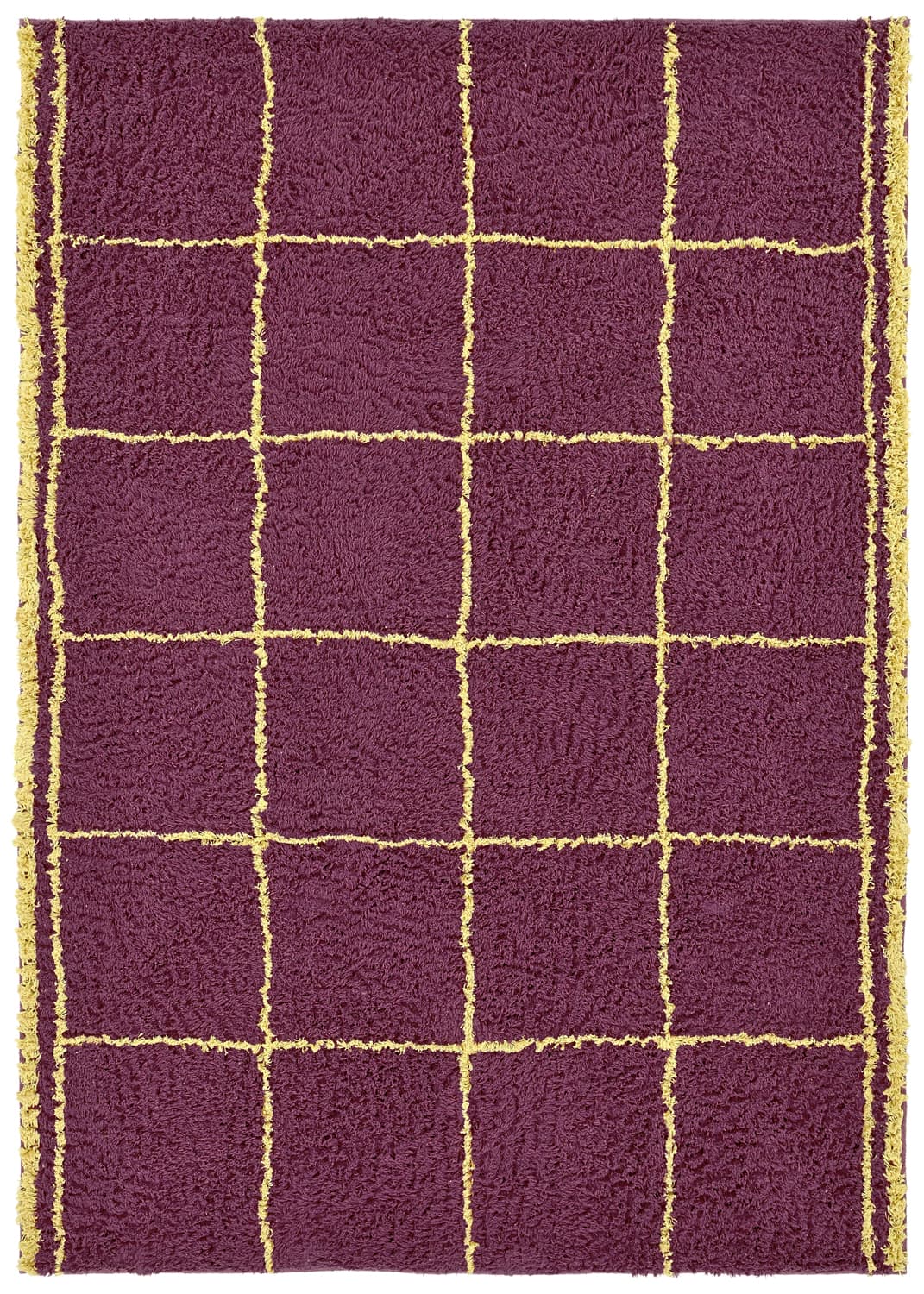 Ryetepper - Lana Natural Cotton Shaggy (burgunder/gul) (Størrelse: 240 x 340 cm)