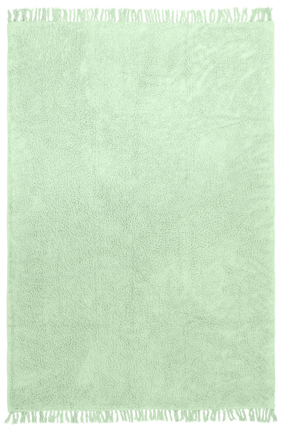 Ryetepper - Alba Natural Cotton Shaggy (lysegrønn) (Størrelse: 200 x 290 cm)