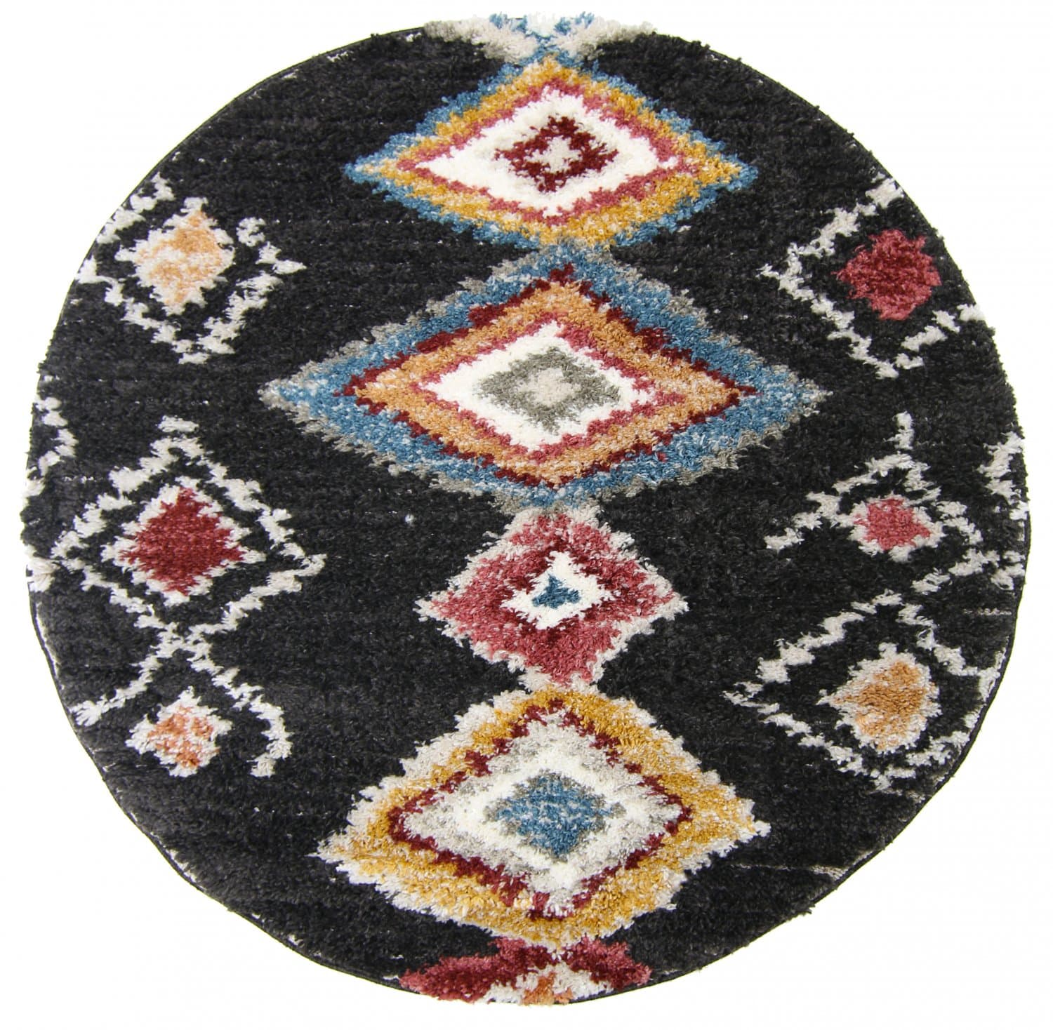 Runde tepper - Macchia (sort/multi) (Størrelse: Ø 200 cm)
