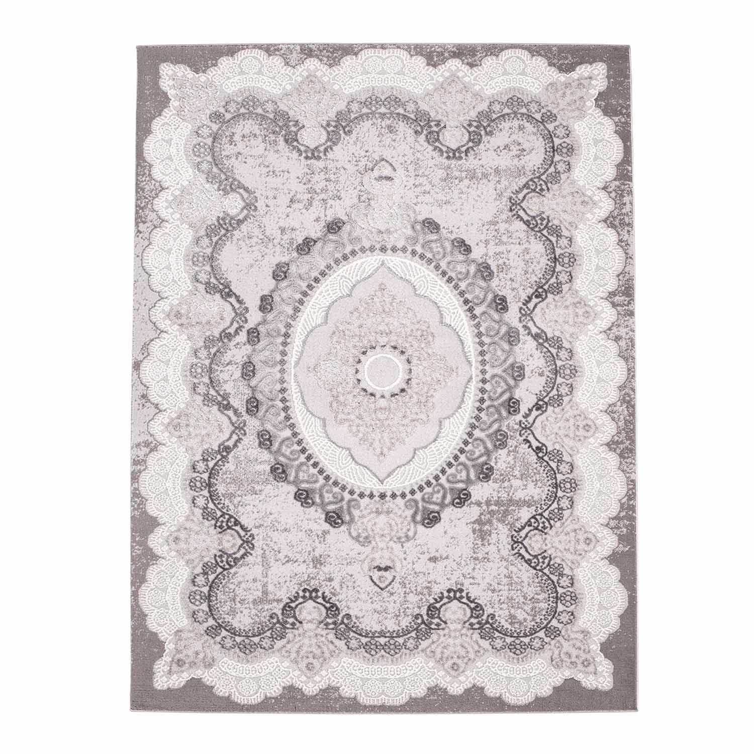Wilton-teppe - Sari (grå) (Størrelse: 200 x 290 cm)