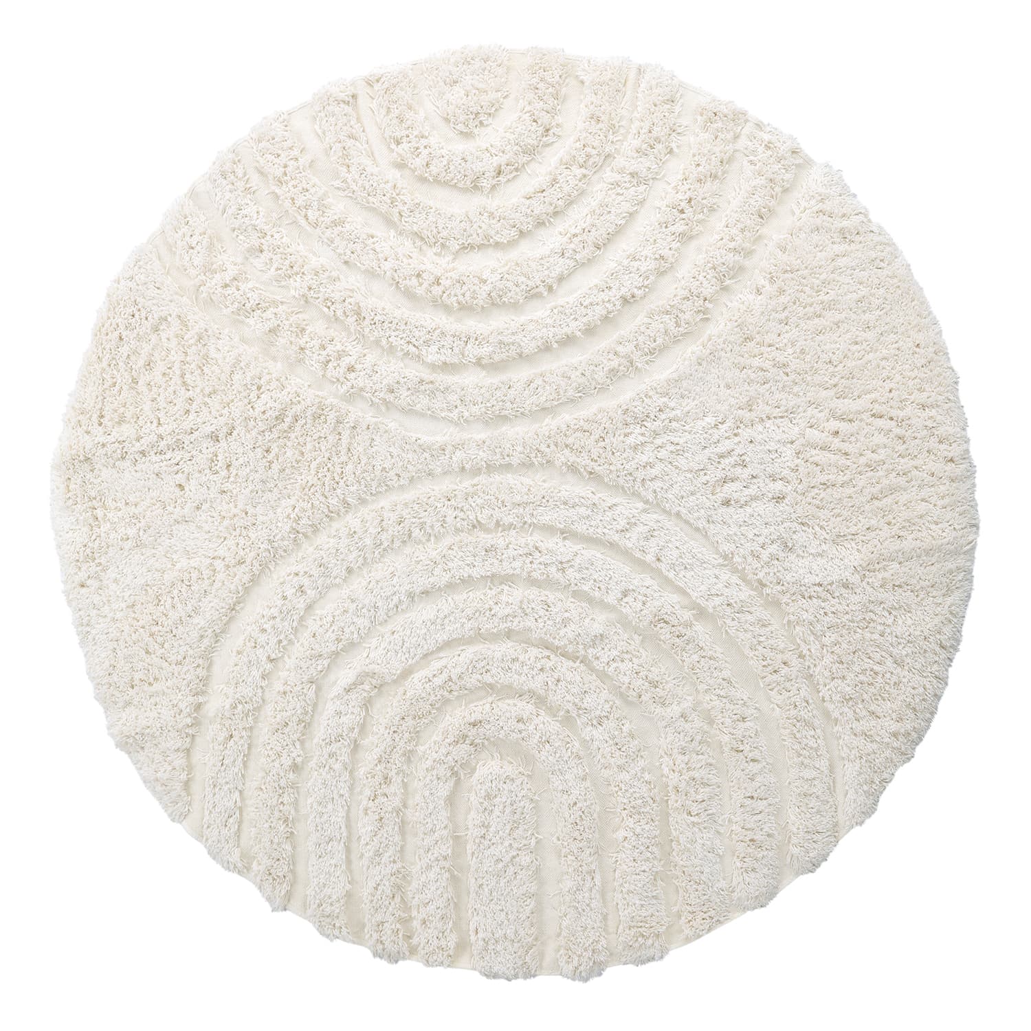 Rundt teppe - Lindos Natural Cotton Shaggy (hvit) (Størrelse: Ø 160 cm)