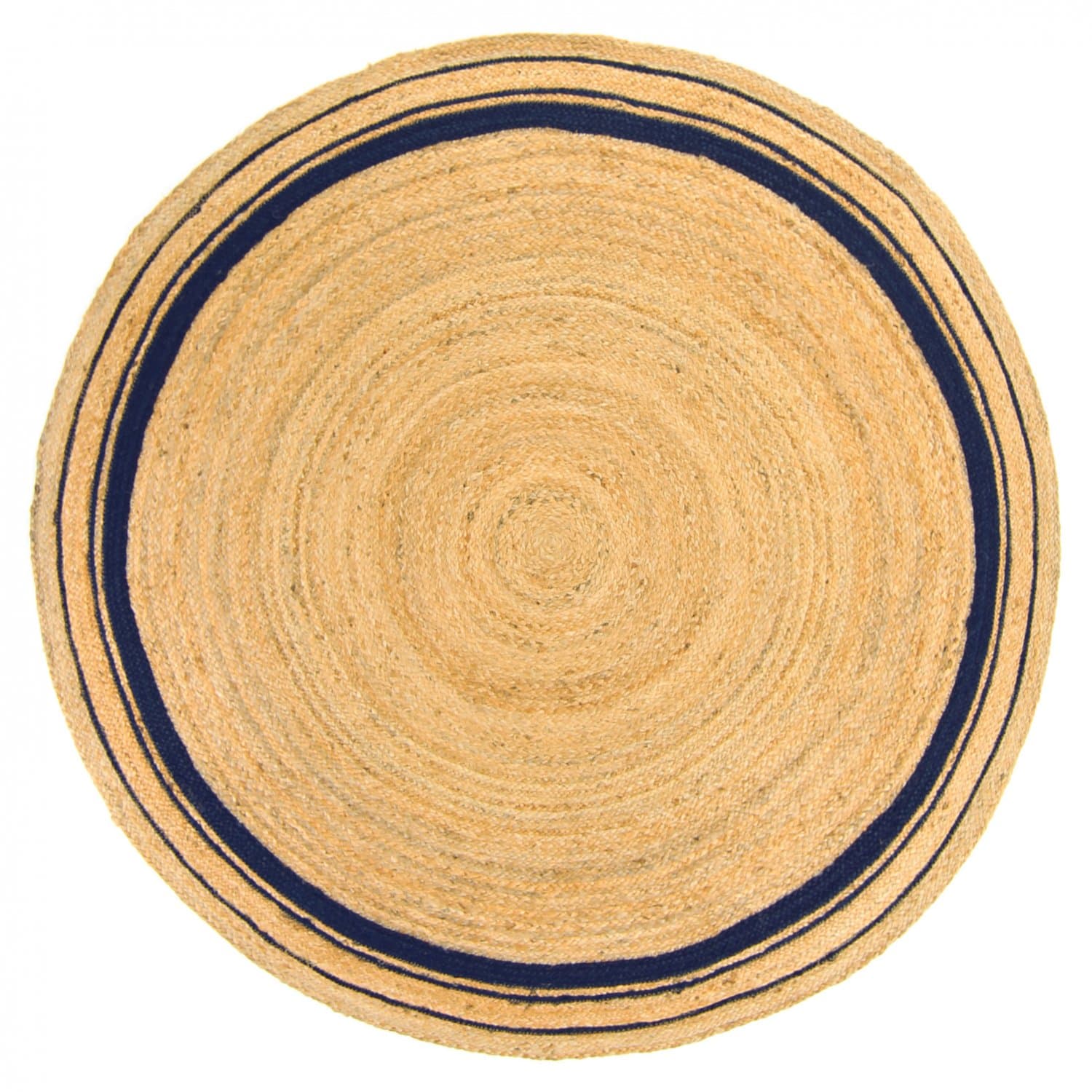 Runde tepper - Bundi (jute/blå) (Størrelse: Ø 240 cm)
