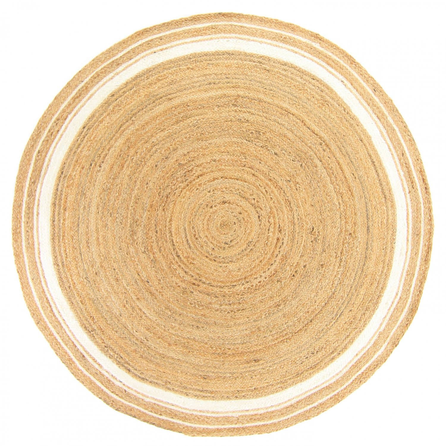 Runde tepper - Bundi (jute/hvit) (Størrelse: Ø 200 cm)