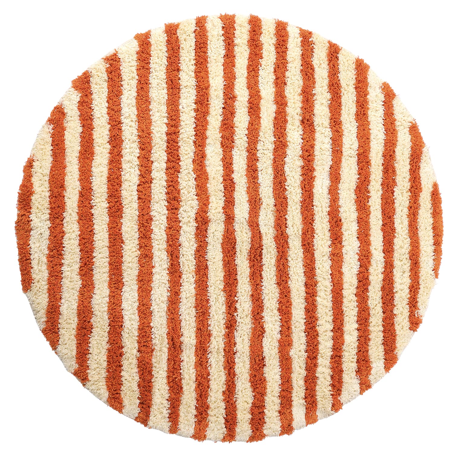 Rundt teppe - Thira Stripe Cotton Shaggy (lysegul/lyseoransje) (Størrelse: Ø 160 cm)
