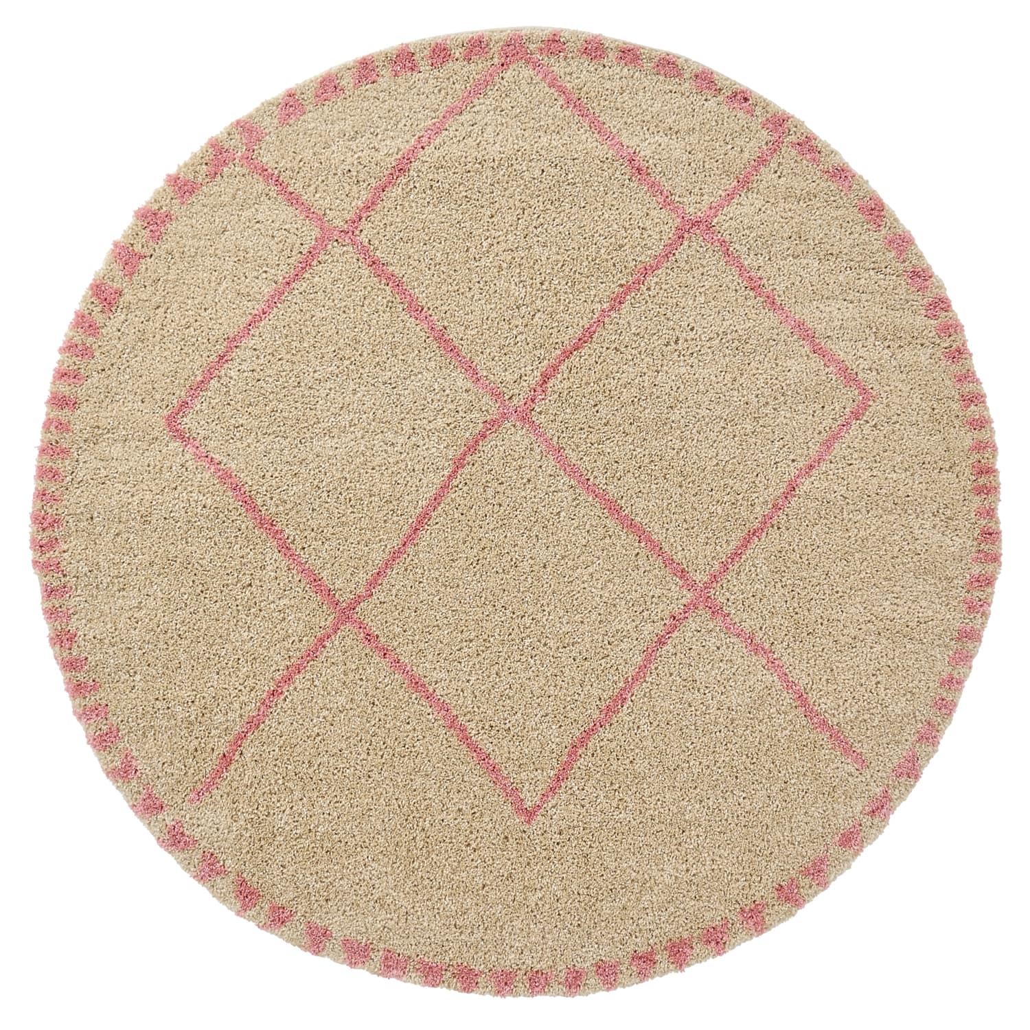Runde tepper - Tiznit (beige/rosa) (Størrelse: Ø 200 cm)