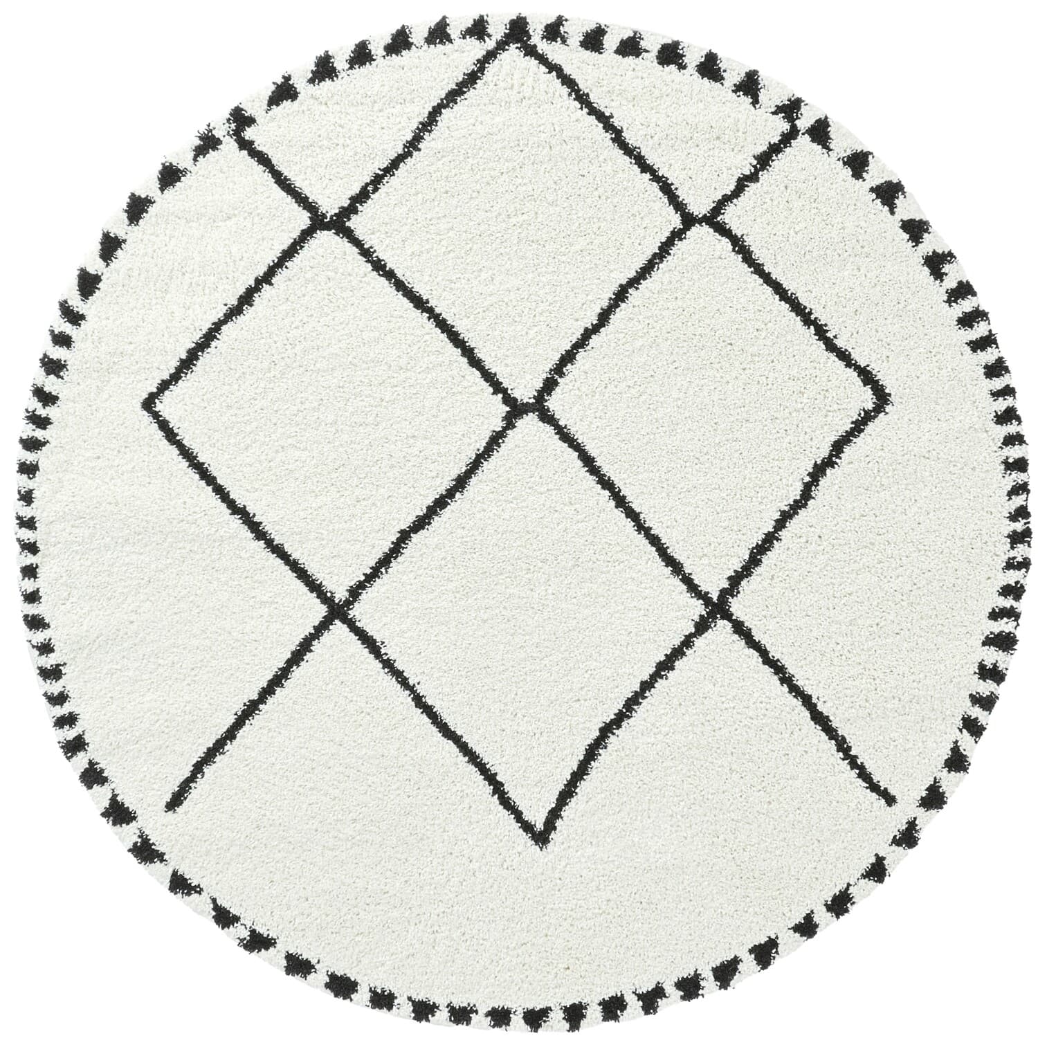 Runde tepper - Tiznit (hvit/svart) (Størrelse: Ø 200 cm)