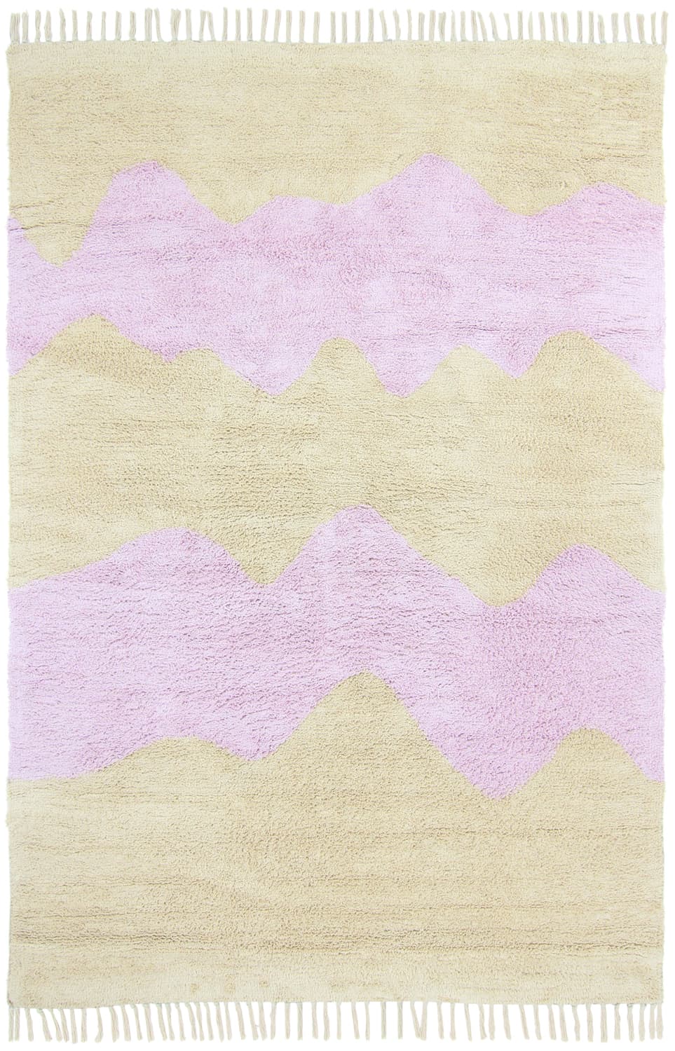 Ryetepper - Amira Natural Cotton Shaggy (beige/lilla) (Størrelse: 240 x 340 cm)