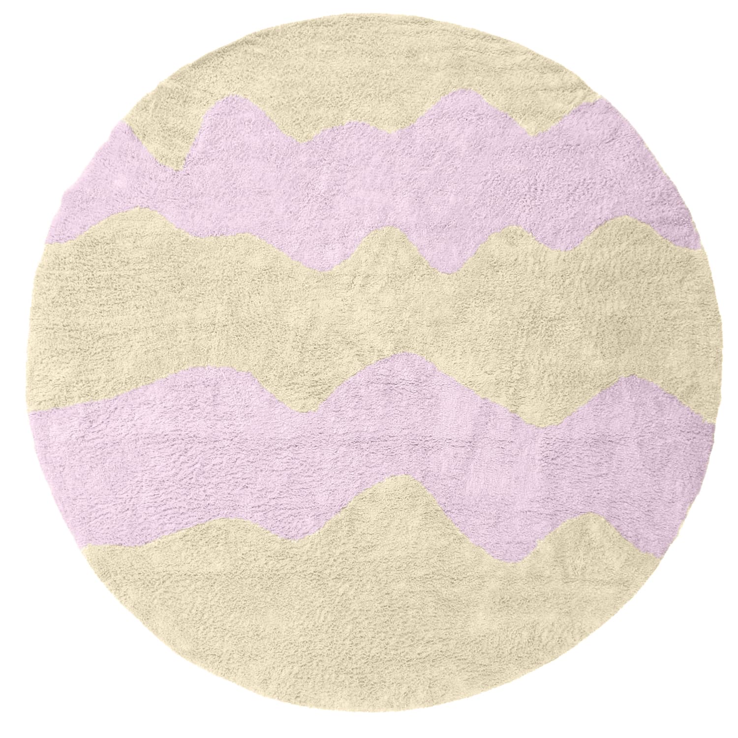 Rundt teppe - Amira Natural Cotton Shaggy (beige/lilla) (Størrelse: Ø 200 cm)