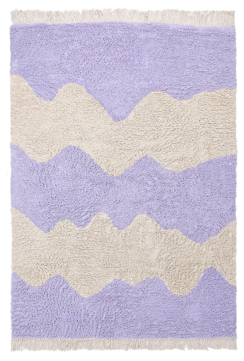 Ryetepper - Amira Natural Cotton Shaggy (lilla/beige) (Størrelse: 240 x 340 cm)