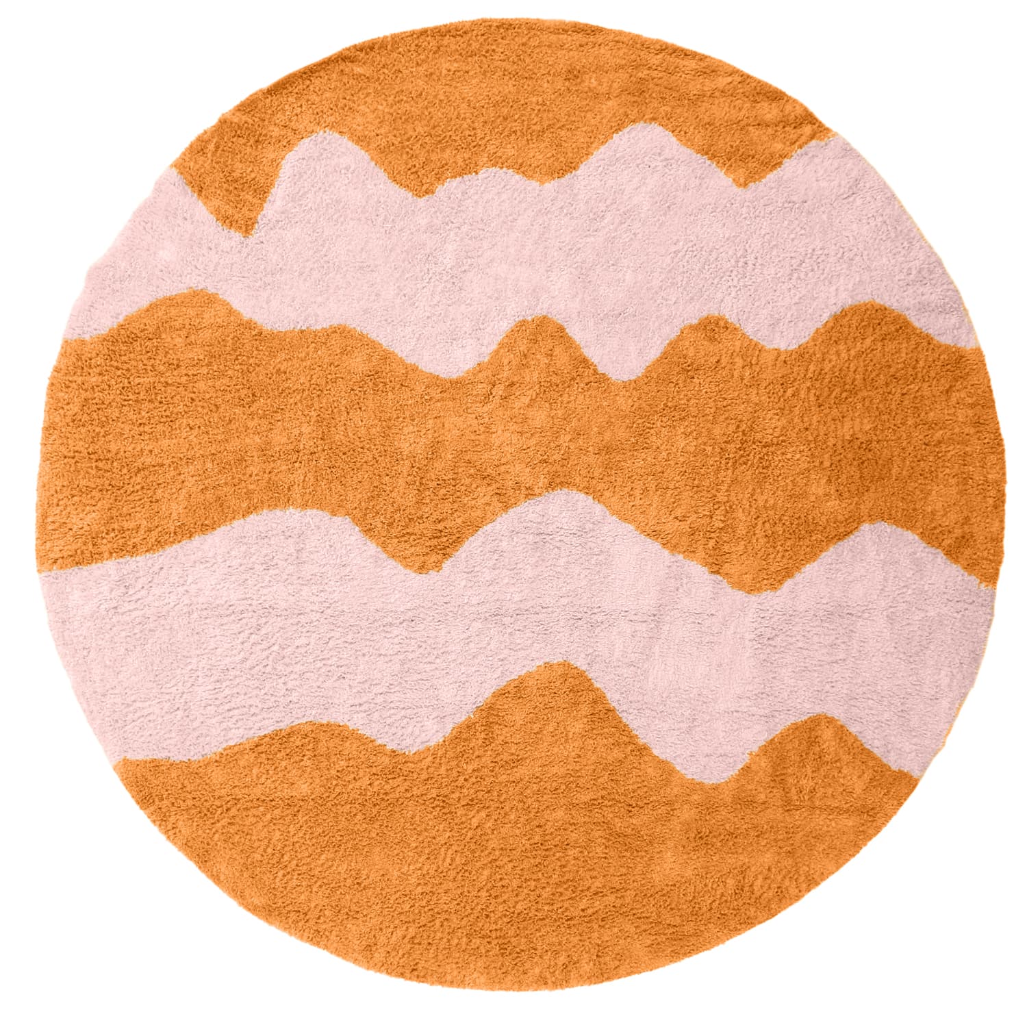 Rundt teppe - Amira Natural Cotton Shaggy (oransje/rosa) (Størrelse: Ø 240 cm)