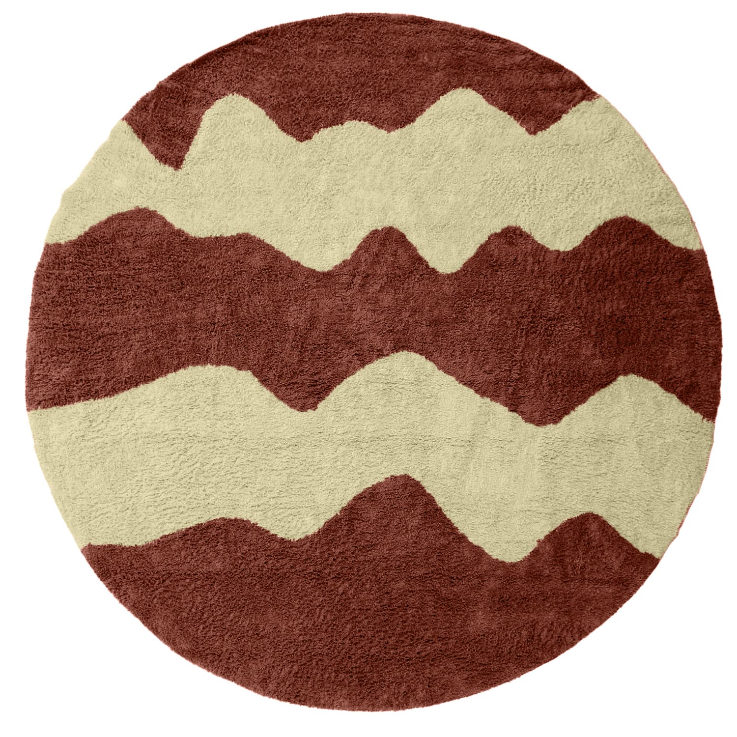 Rundt teppe - Amira Natural Cotton Shaggy (rød/beige) (Størrelse: Ø 200 cm)