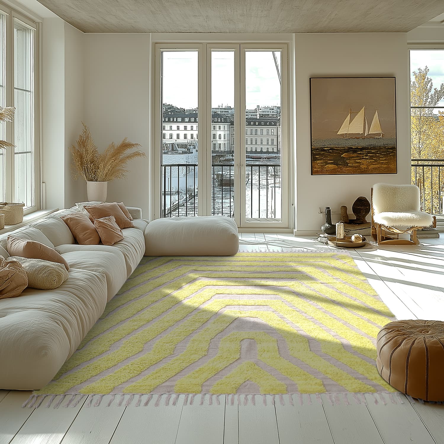 Ryetepper - Callista Natural Cotton Shaggy (gul) (Størrelse: 200 x 290 cm)