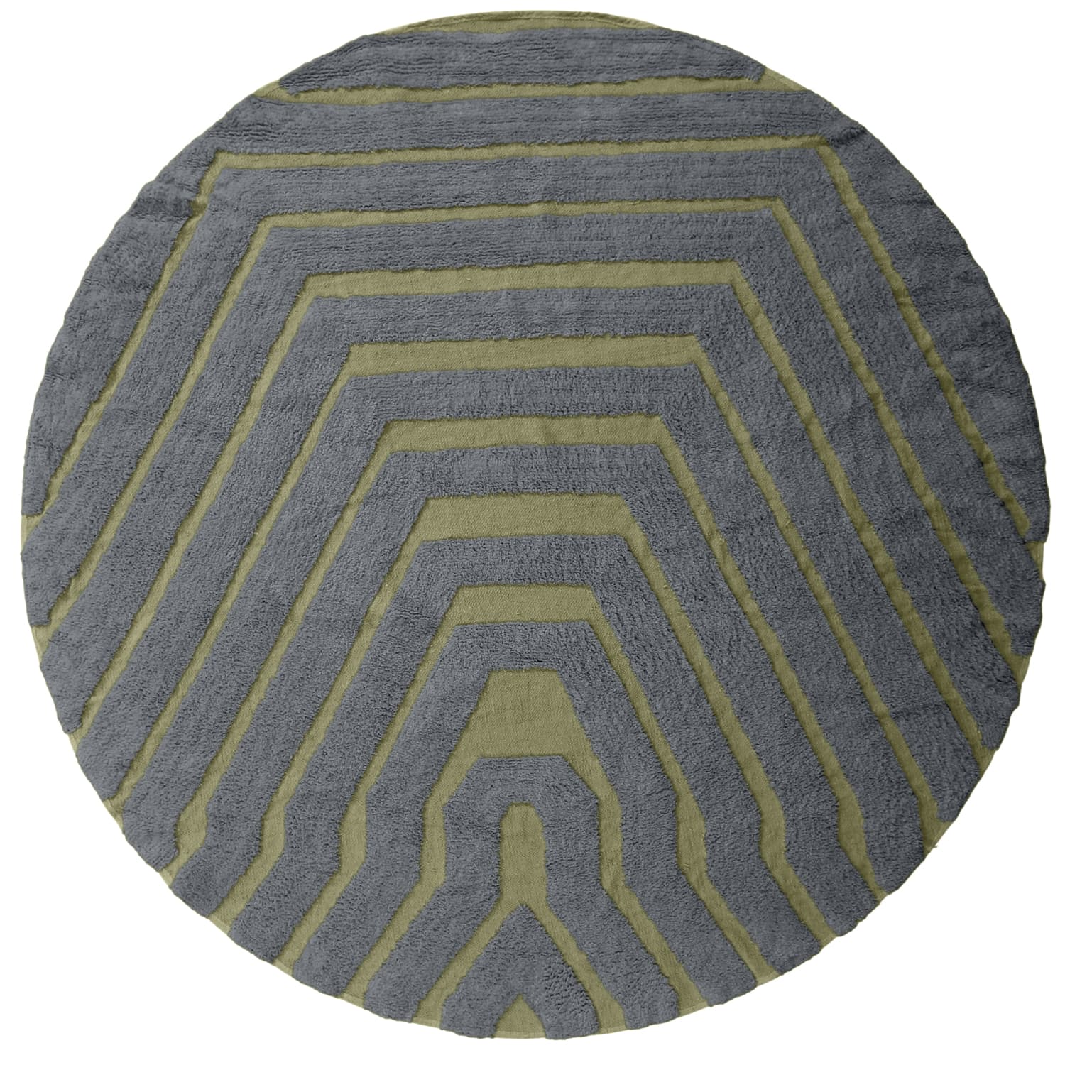 Rundt teppe - Callista Natural Cotton Shaggy (svart/grønn) (Størrelse: Ø 240 cm)