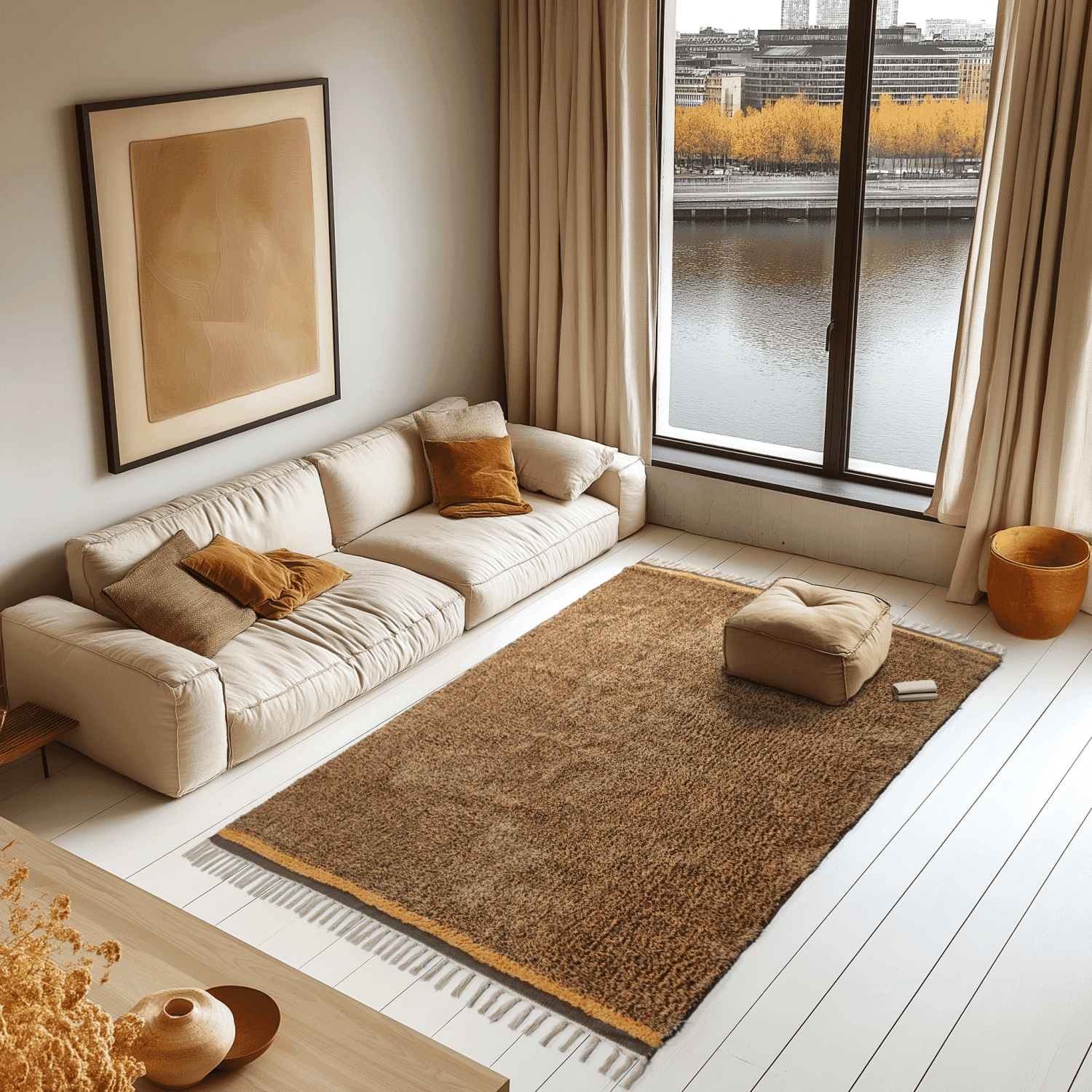 Ryetepper - Celina Natural Cotton Shaggy (brun/oransje) (Størrelse: 240 x 340 cm)