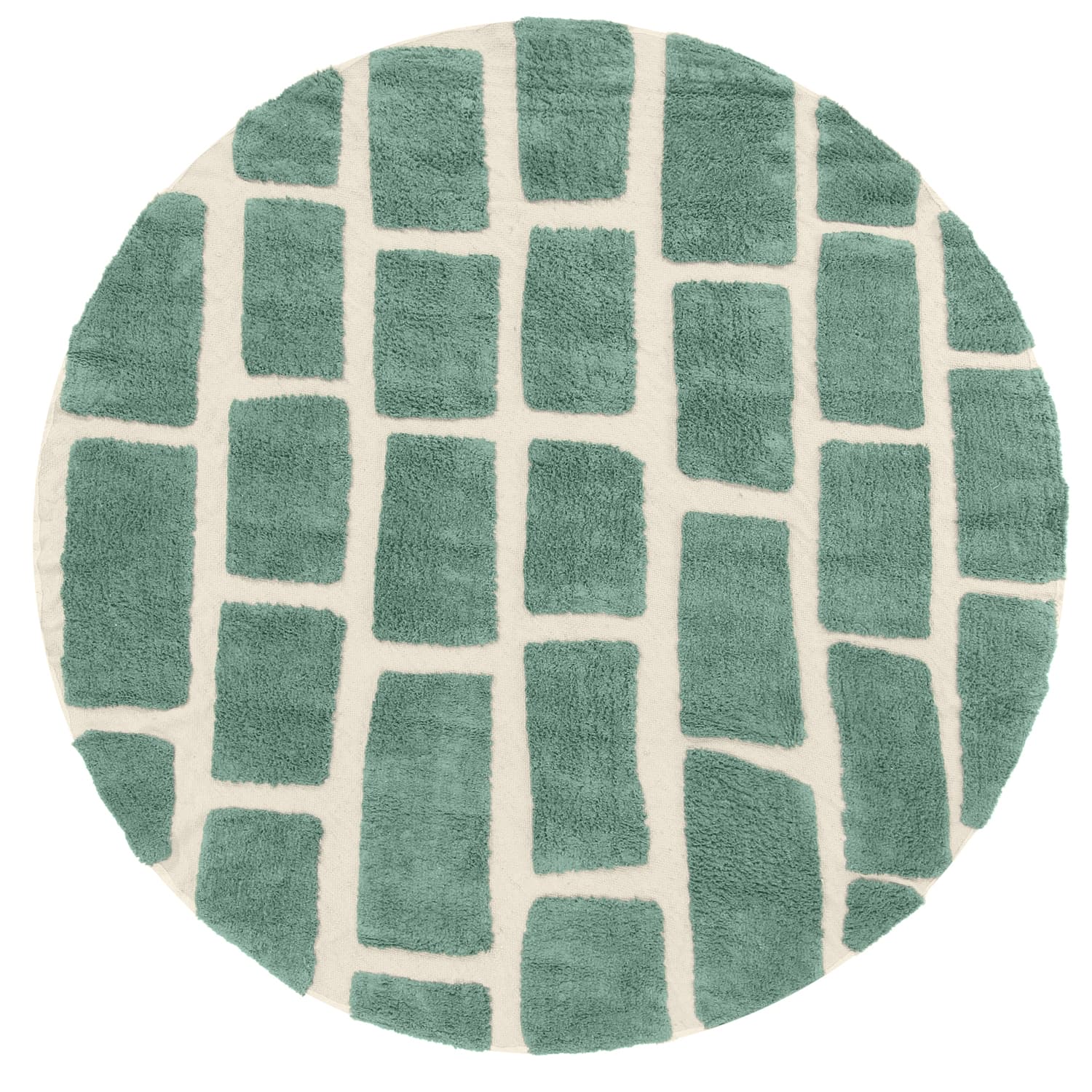 Rundt teppe - Cyrus Natural Cotton Shaggy (grønn) (Størrelse: Ø 240 cm)