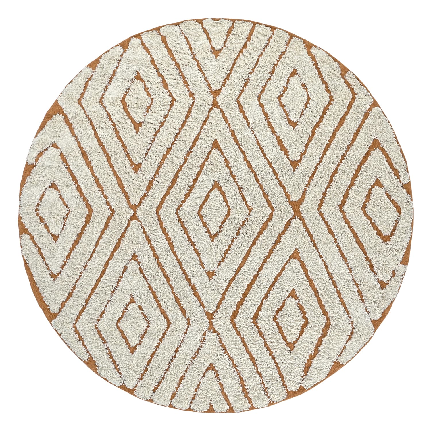 Runde tepper - Holwell Natural Cotton Shaggy (off white/brun) (Størrelse: Ø 200 cm)