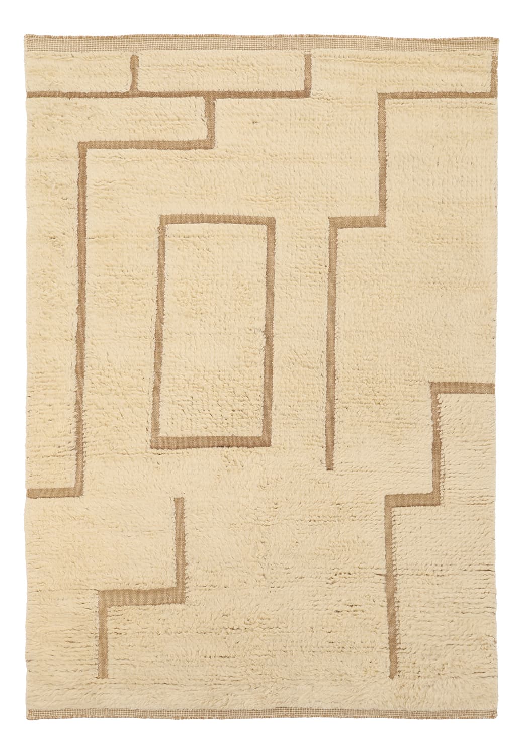 Ryetepper - Kiberg Hand Woven Wool Shaggy (krem) (Størrelse: 200 x 290 cm)