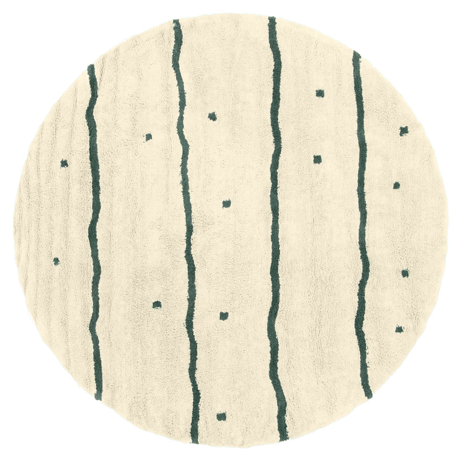 Rundt teppe - Leora Natural Cotton Shaggy (beige/grønn) (Størrelse: Ø 240 cm)