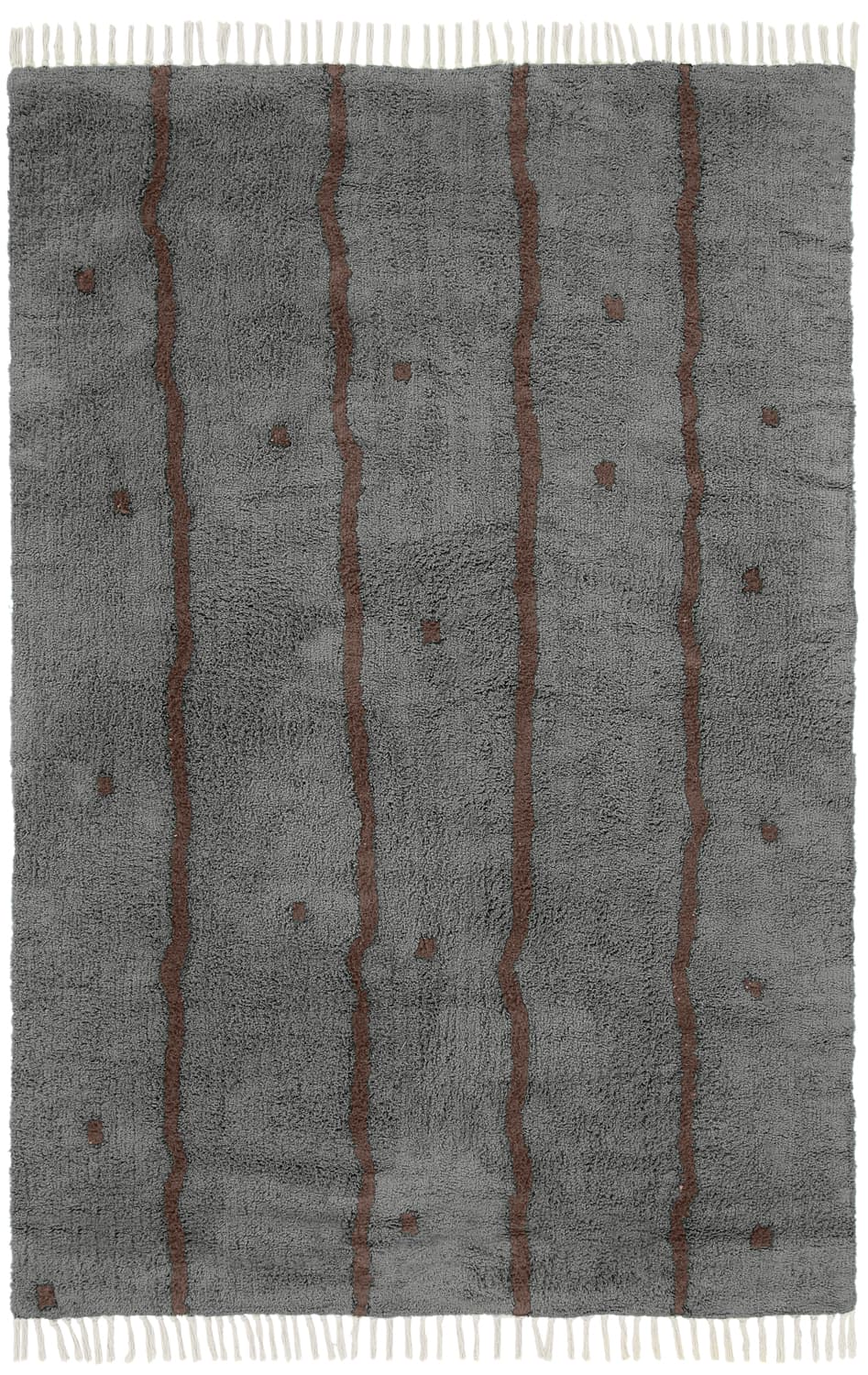 Ryetepper - Leora Natural Cotton Shaggy (svart/brun) (Størrelse: 240 x 340 cm)