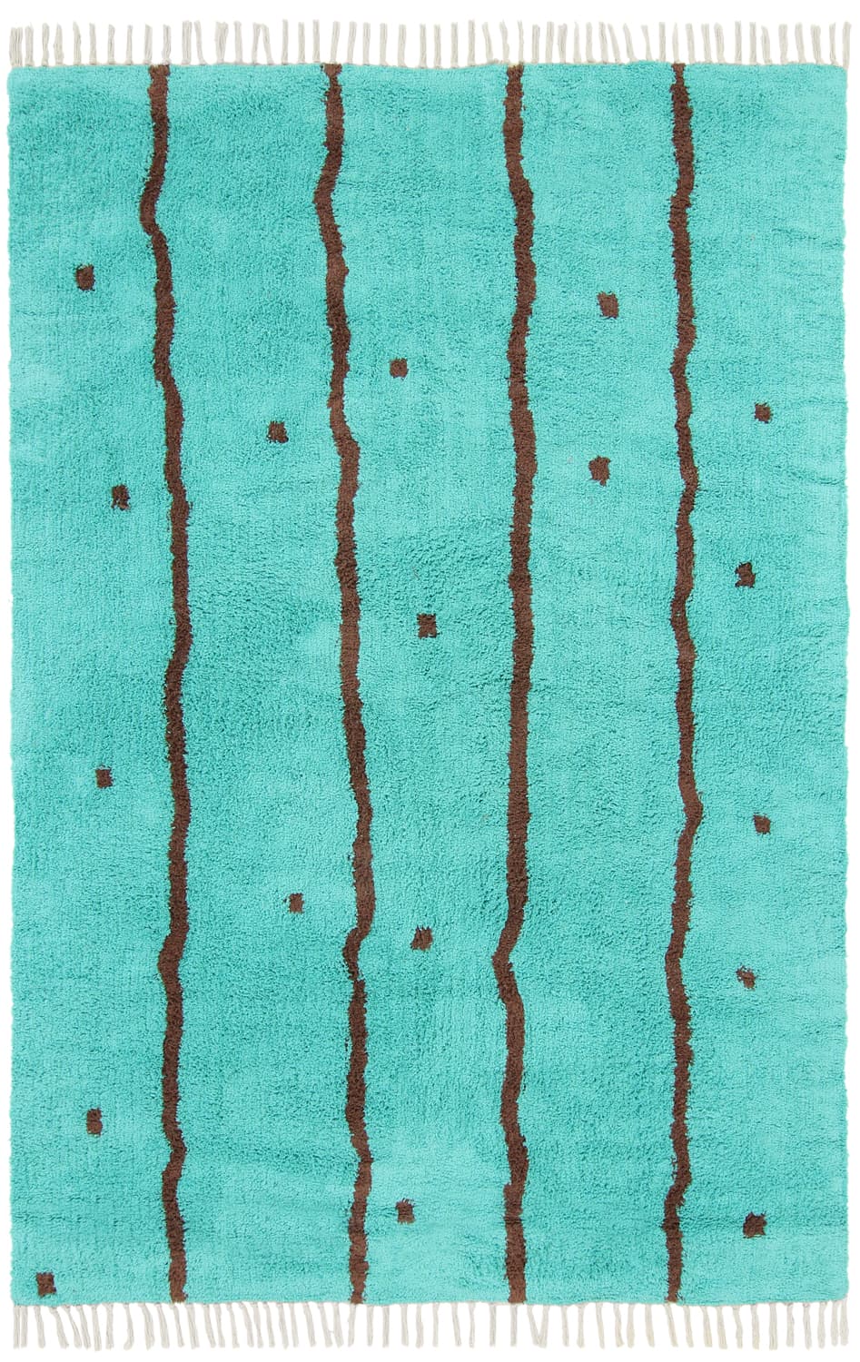 Ryetepper - Leora Natural Cotton Shaggy (turkis/brun) (Størrelse: 240 x 340 cm)