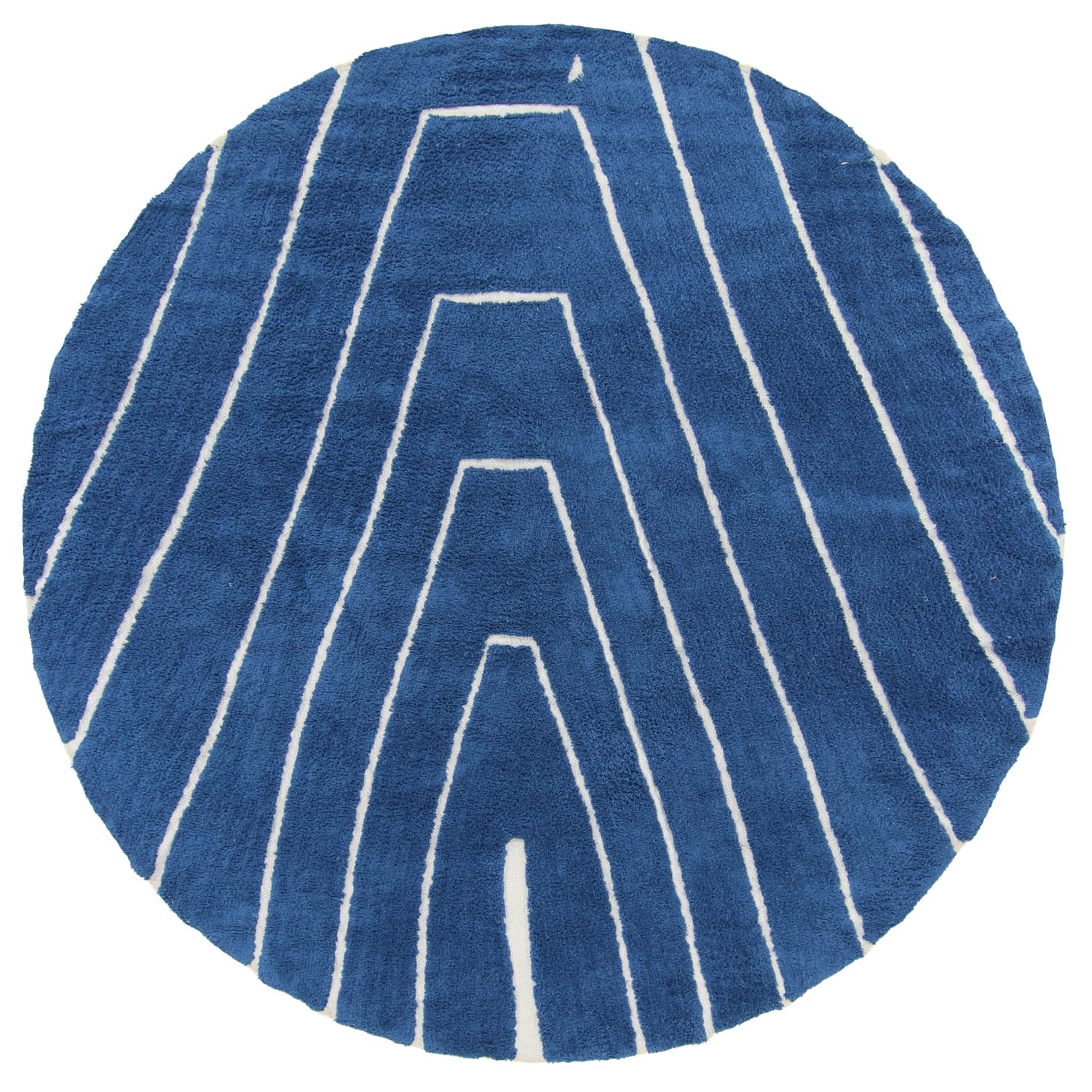 Rundt teppe - Sivia Natural Cotton Shaggy (blå) (Størrelse: Ø 240 cm)