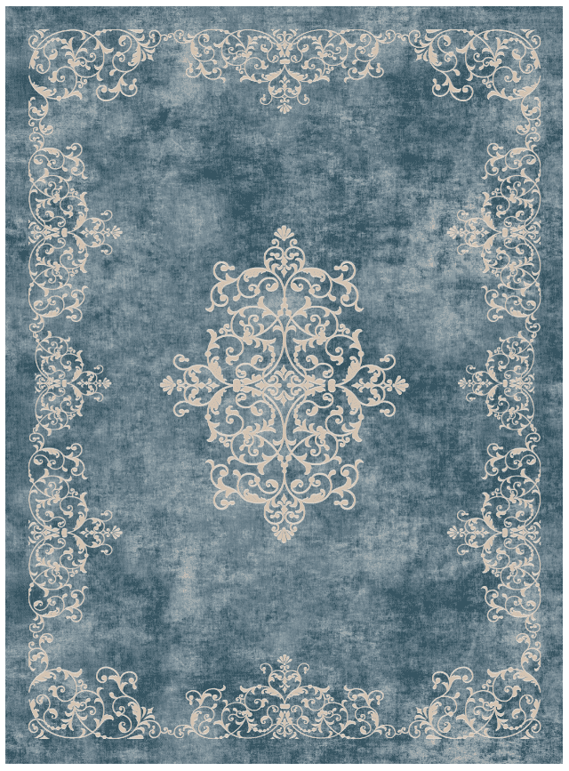 Wilton-teppe - Santi (blå/beige) (Størrelse: 240 x 340 cm)