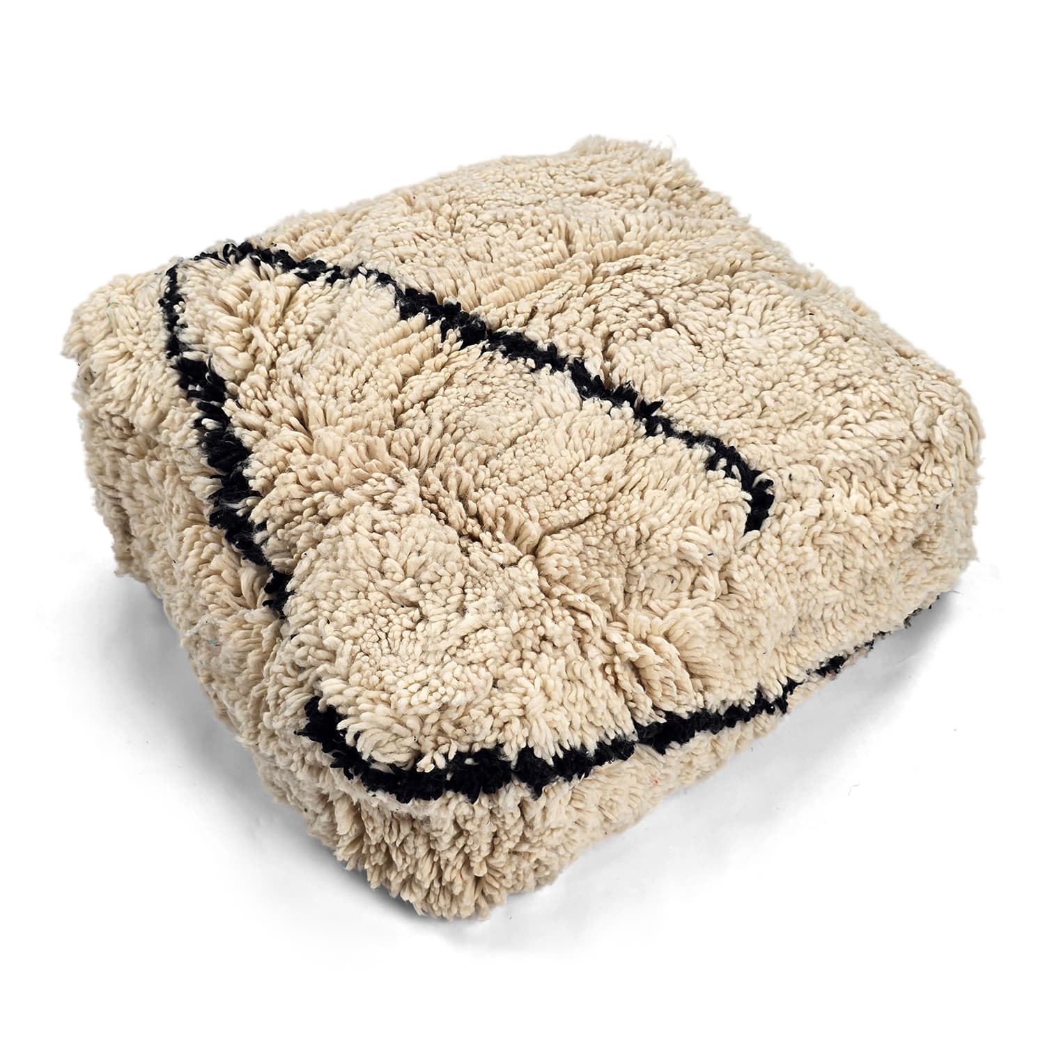 Sittepuff - Marokkansk Beni Ourain 003 (Størrelse: 60 x 60 cm)