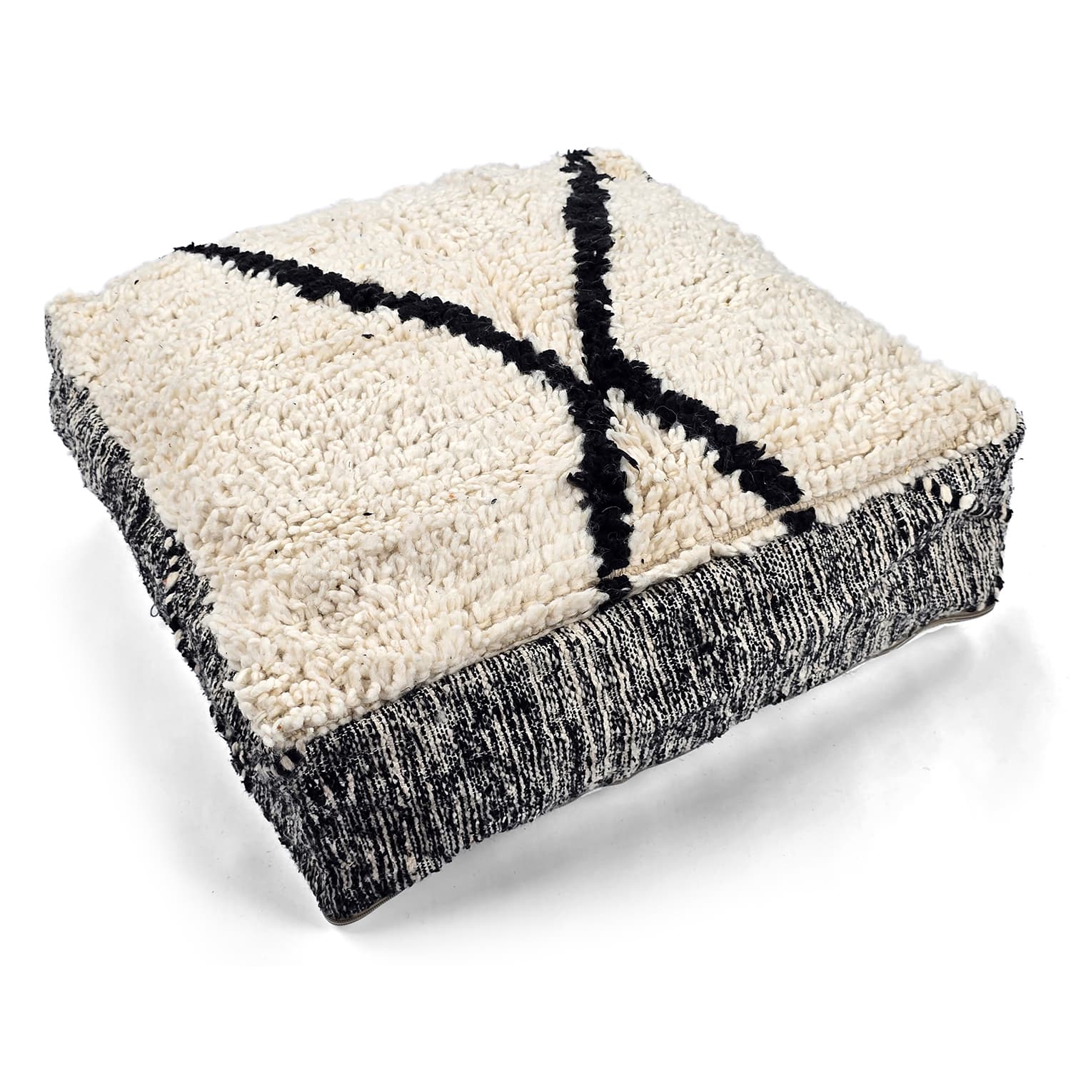 Sittepuff - Marokkansk Beni Ourain 014 (Størrelse: 60 x 60 cm)
