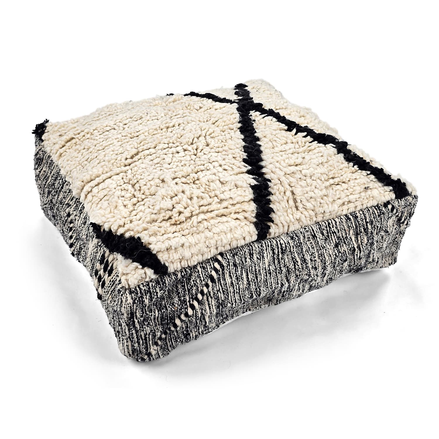 Sittepuff - Marokkansk Beni Ourain 017 (Størrelse: 60 x 60 cm)