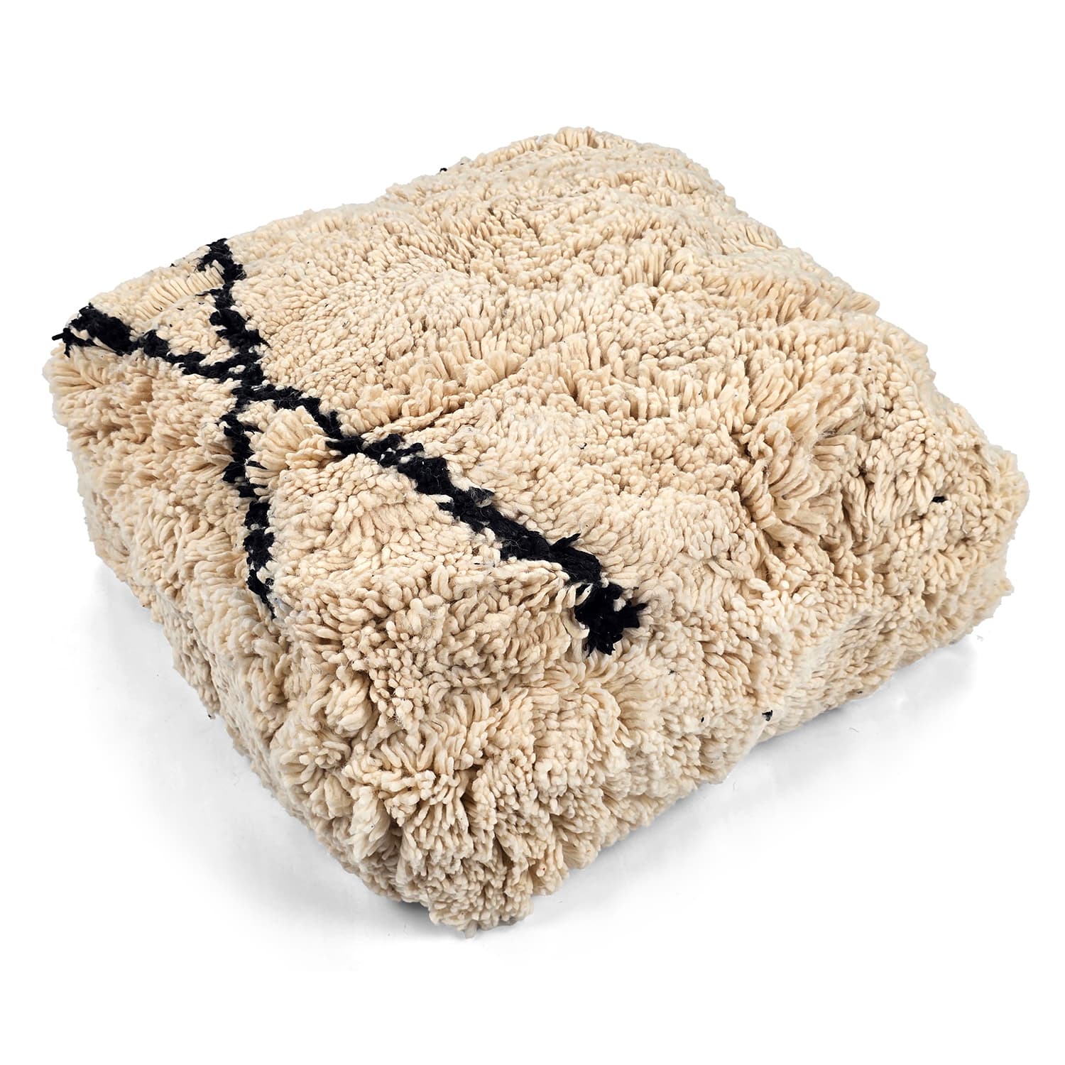 Sittepuff - Marokkansk Beni Ourain 040 (Størrelse: 60 x 60 cm)