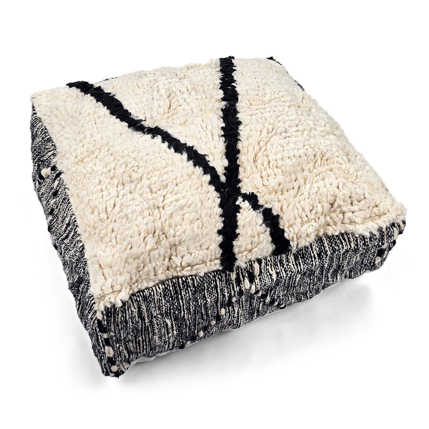 Sittepuff - Marokkansk Beni Ourain 045 (Størrelse: 60 x 60 cm)