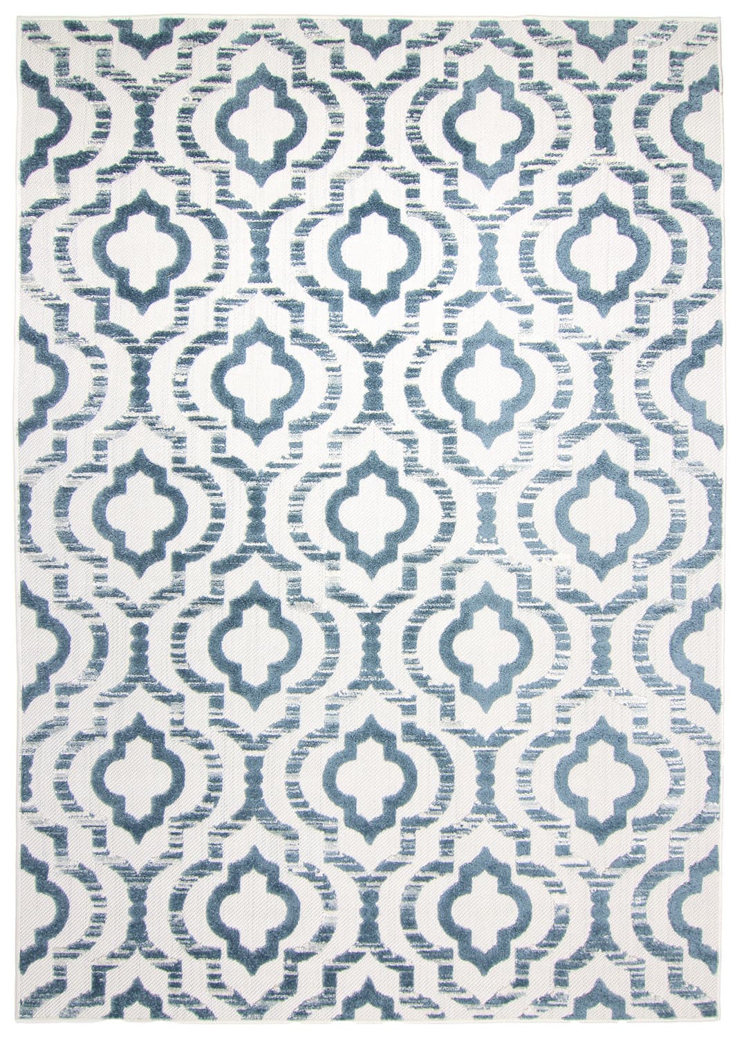 Shaggy Indoor-Outdoor - Trenton (hvit/blå) (Størrelse: 240 x 340 cm)