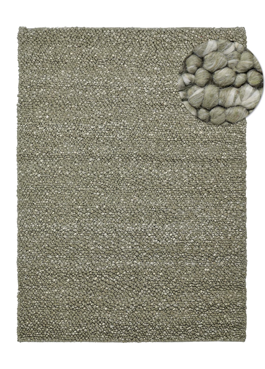 Ullteppe - Sala Irregular Wool Bubble (mosegrønn/hvit melert) (Størrelse: 160 x 230 cm)
