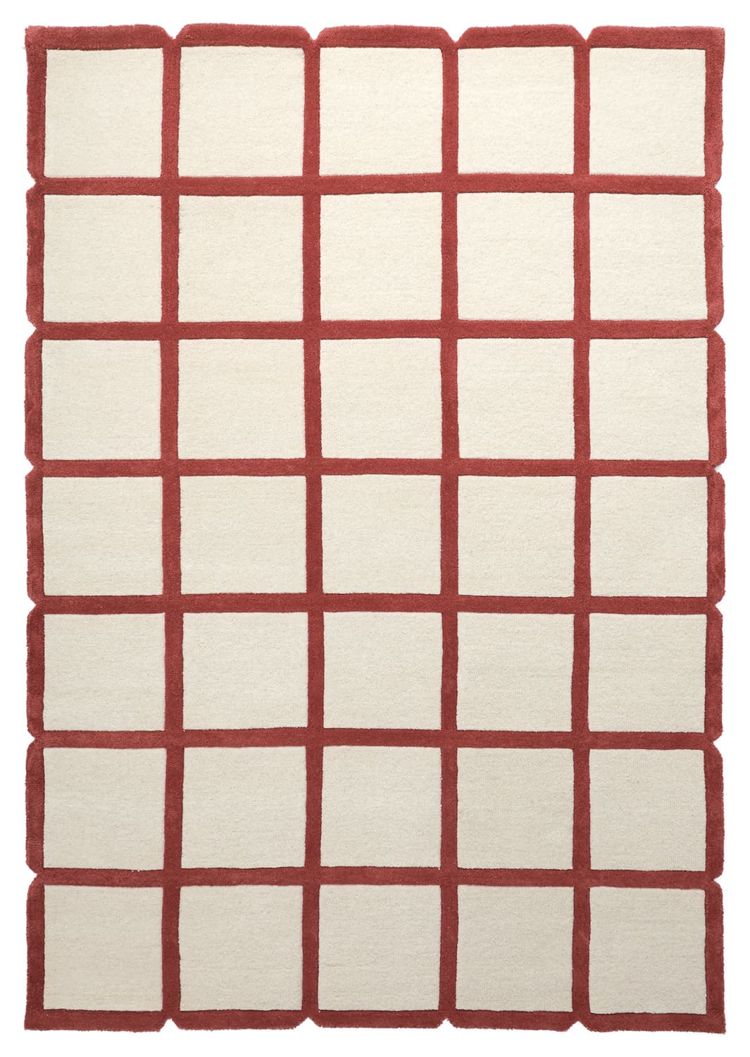 Ullteppe - Syl Hand Tufted Wool Premium (rød/hvit) (Størrelse: 160 x 230 cm)