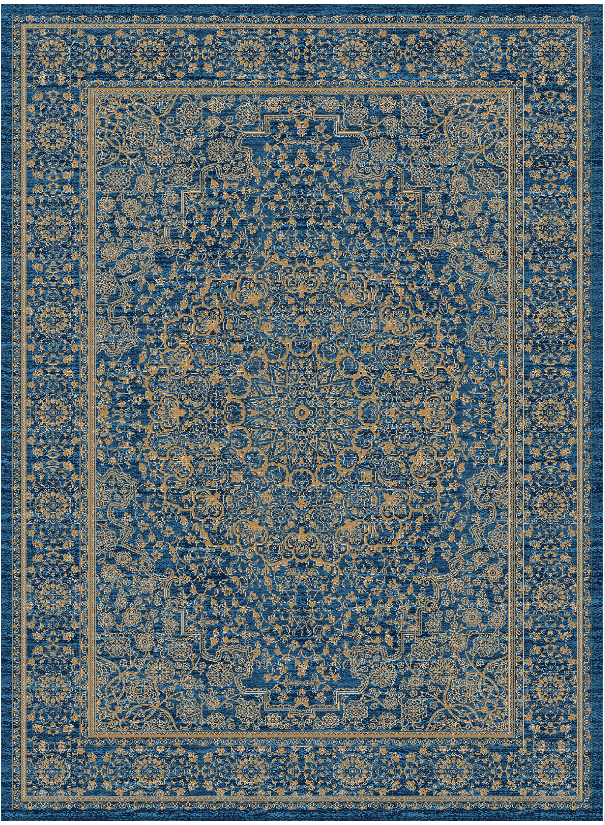 Wilton-teppe - Vinadio (blå/gull) (Størrelse: 240 x 340 cm)