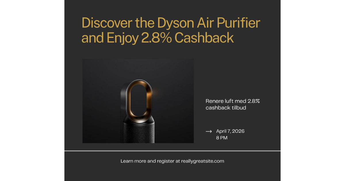 Dyson luftrenser — Renere luft med 2.8% cashback